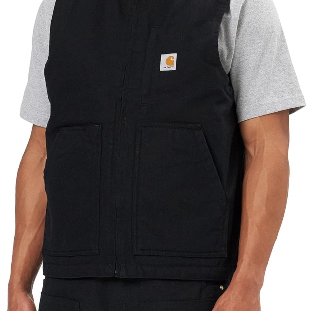 Carhartt Men's Loose Fit Washed Duck Sherpa-Lined Mock-Neck Vest